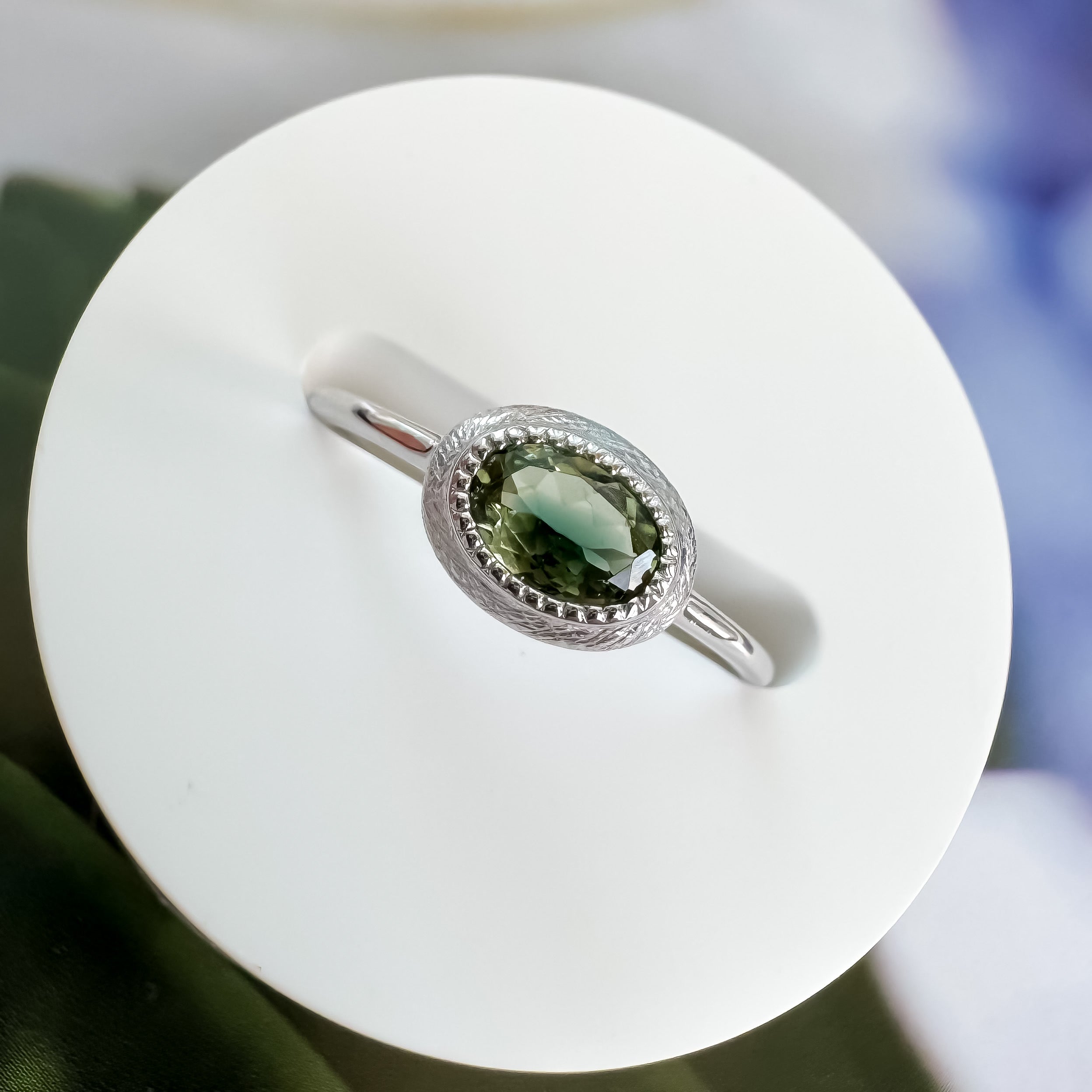 《グリーントルマリン|Green Tourmaline》バイカラー天然石リング/silver925