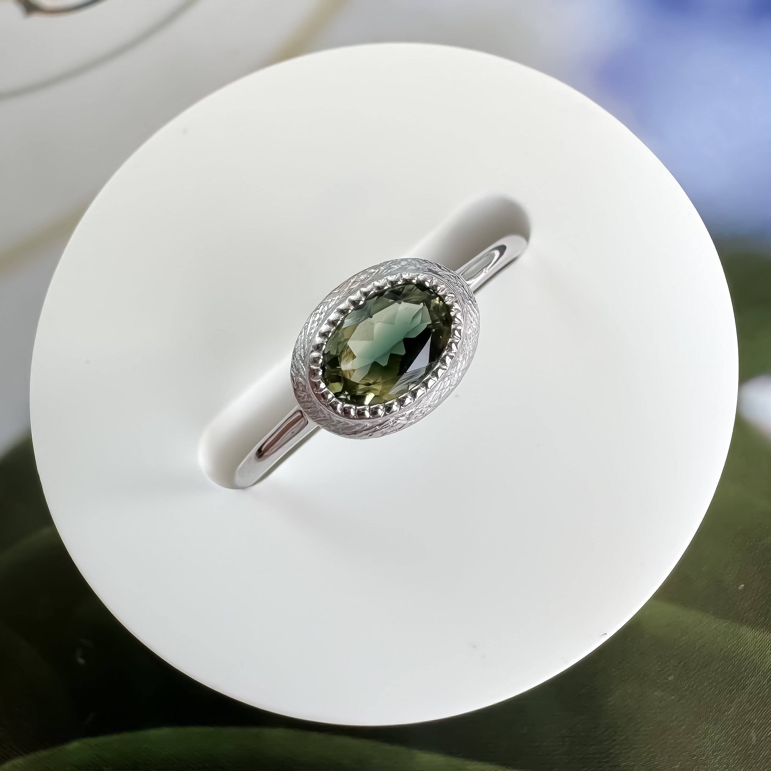 《グリーントルマリン|Green Tourmaline》バイカラー天然石リング/silver925