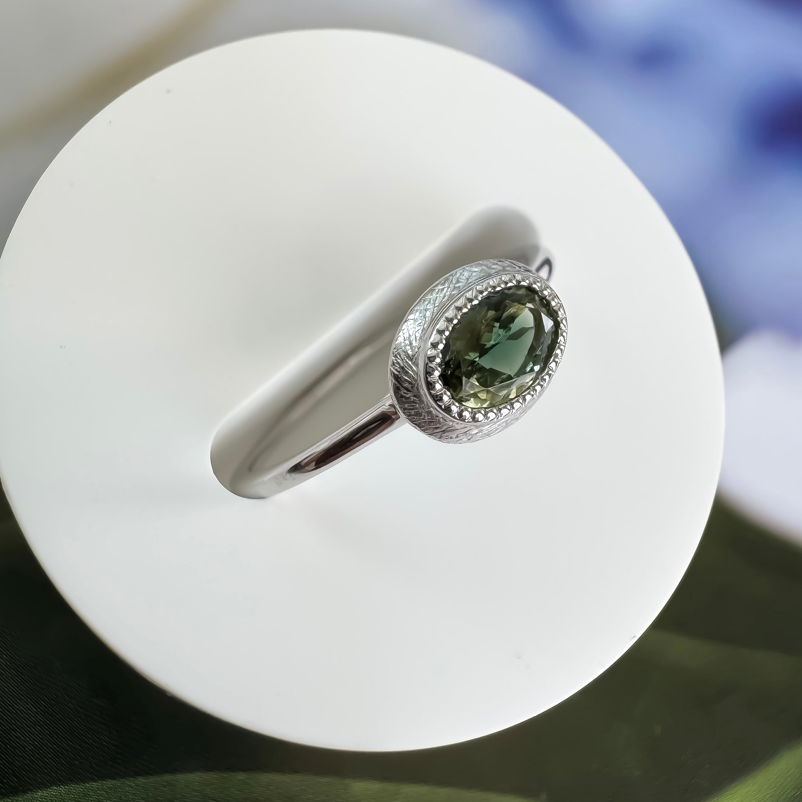 《グリーントルマリン|Green Tourmaline》バイカラー天然石リング/silver925