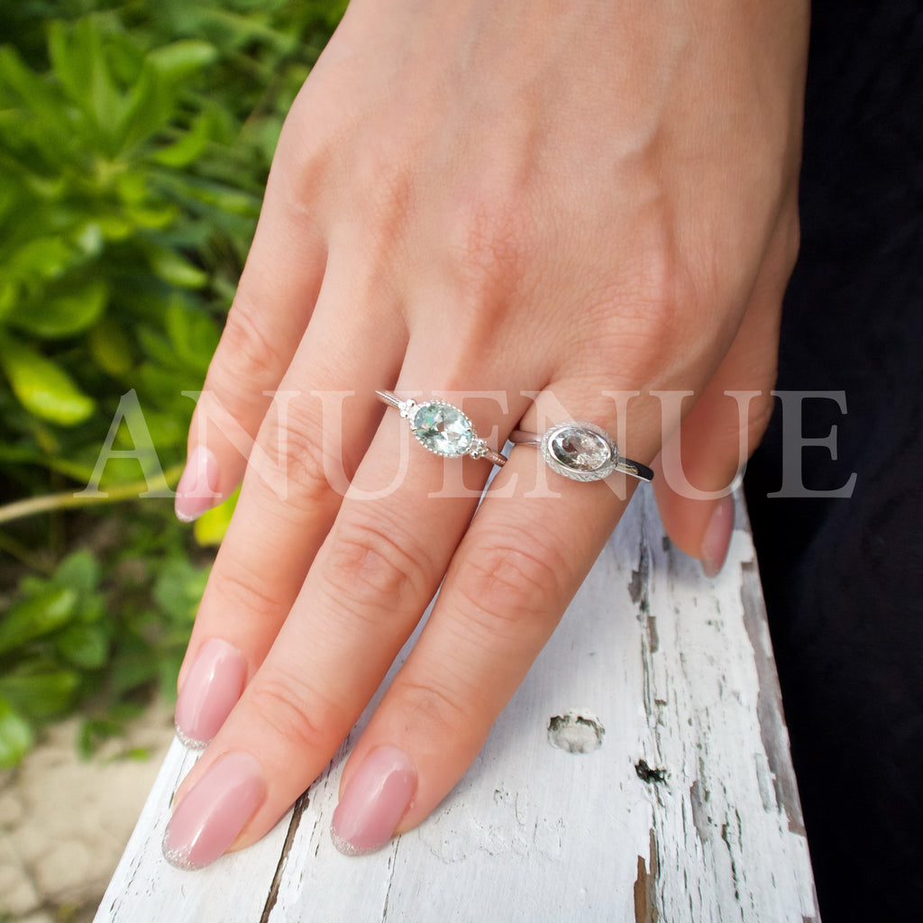 《グリーントルマリン｜Green Tourmaline》バイカラー天然石リング／silver925