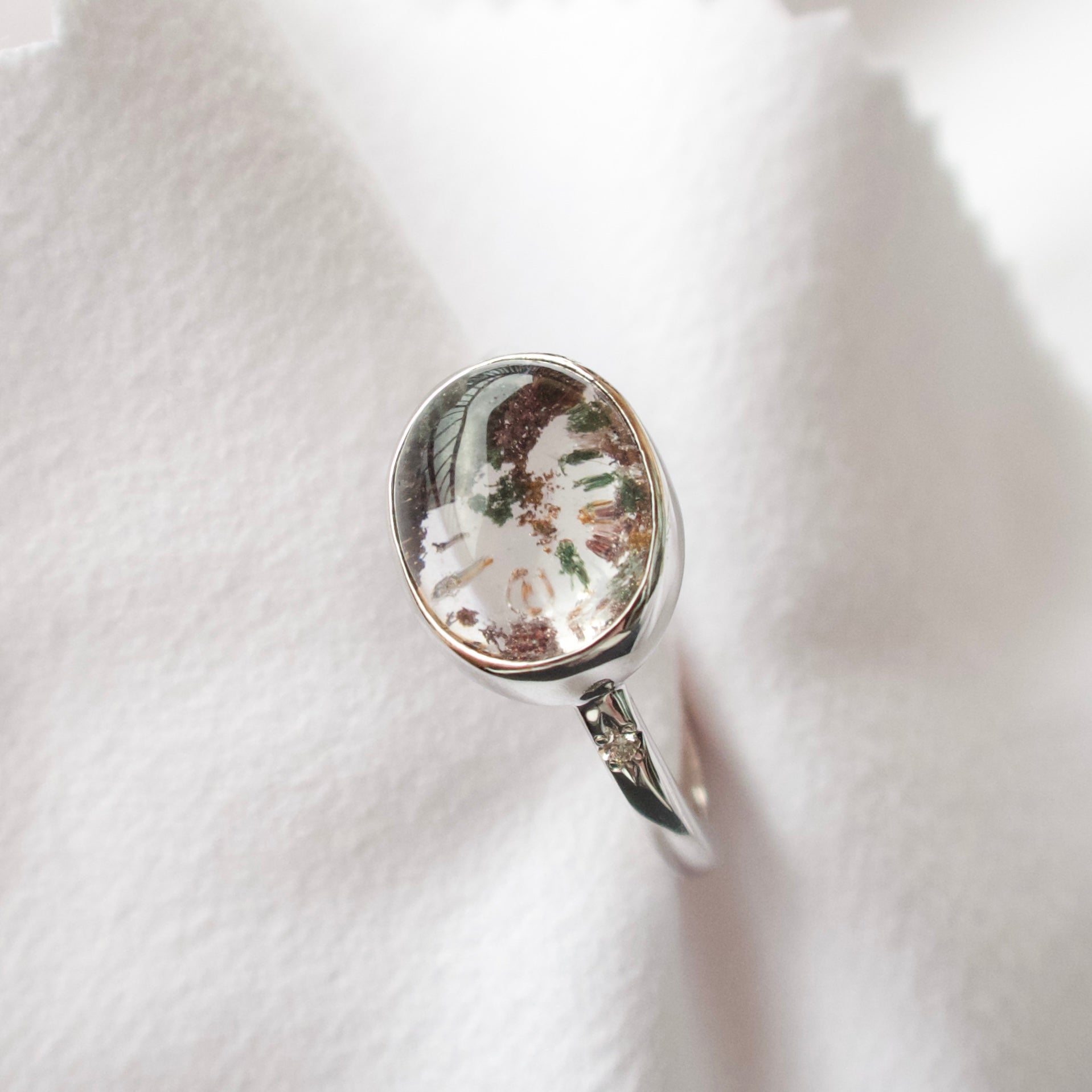 《ガーデンクォーツ｜Garden Quartz》小さな庭園・天然石ダイヤモンドリング