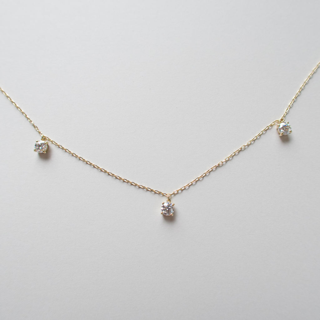 K10YG・Trio Glow《モアサナイトダイヤ｜Moissanite Diamond》ネックレス