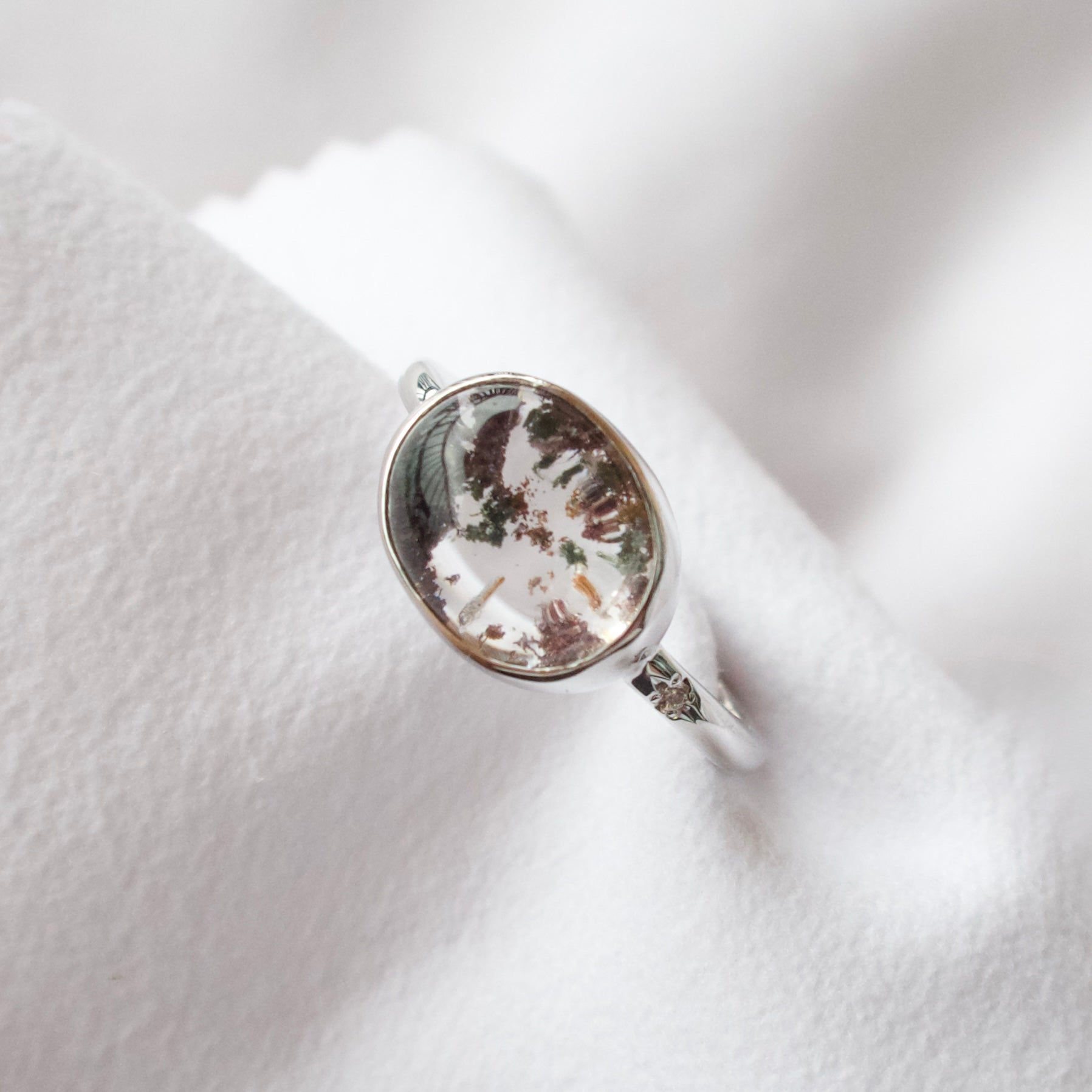 《ガーデンクォーツ｜Garden Quartz》小さな庭園・天然石ダイヤモンドリング