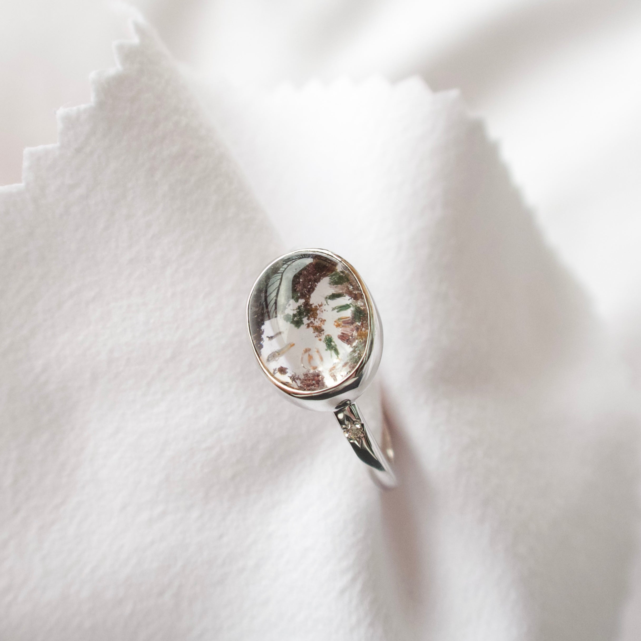 《ガーデンクォーツ｜Garden Quartz》小さな庭園・天然石ダイヤモンドリング