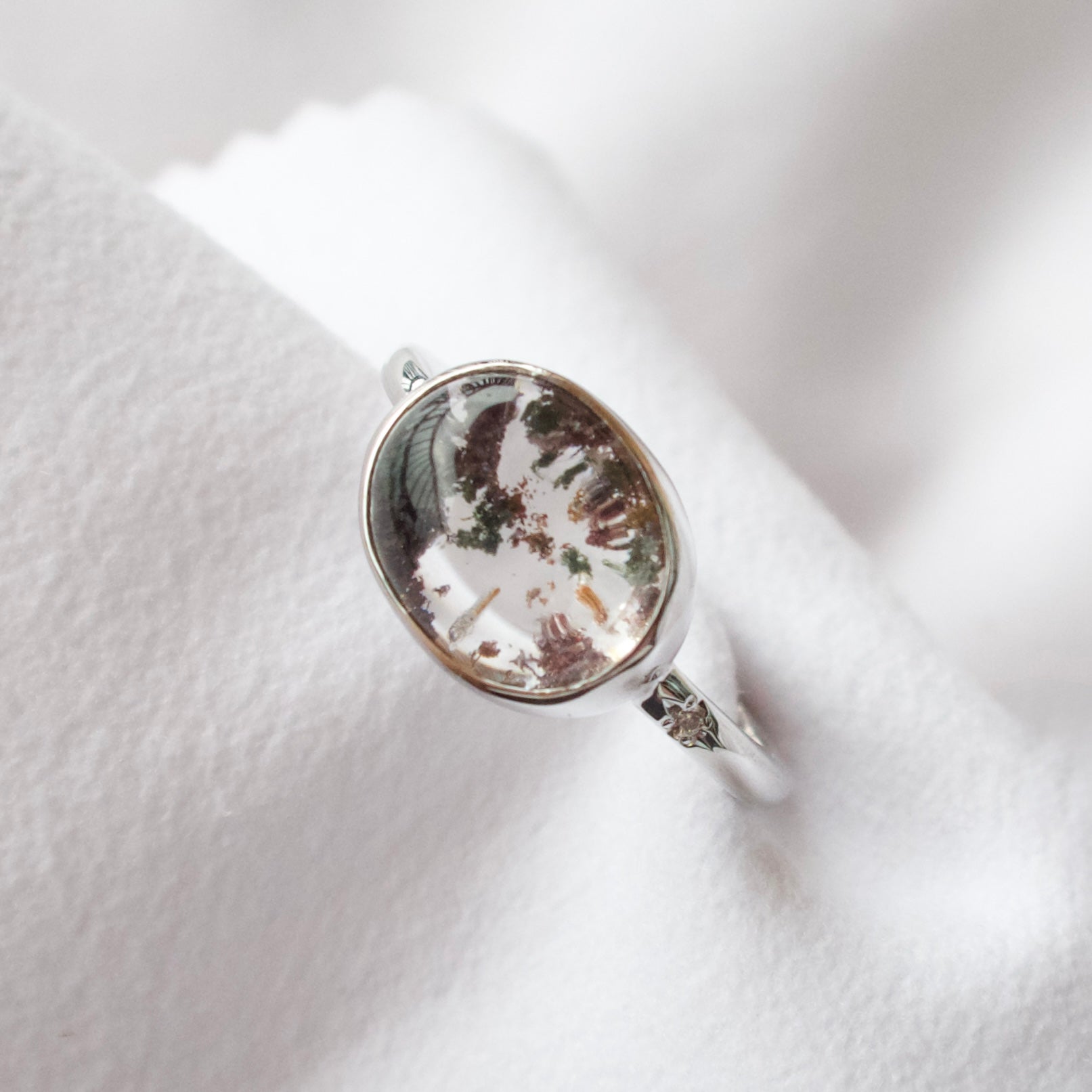 《ガーデンクォーツ｜Garden Quartz》小さな庭園・天然石ダイヤモンドリング