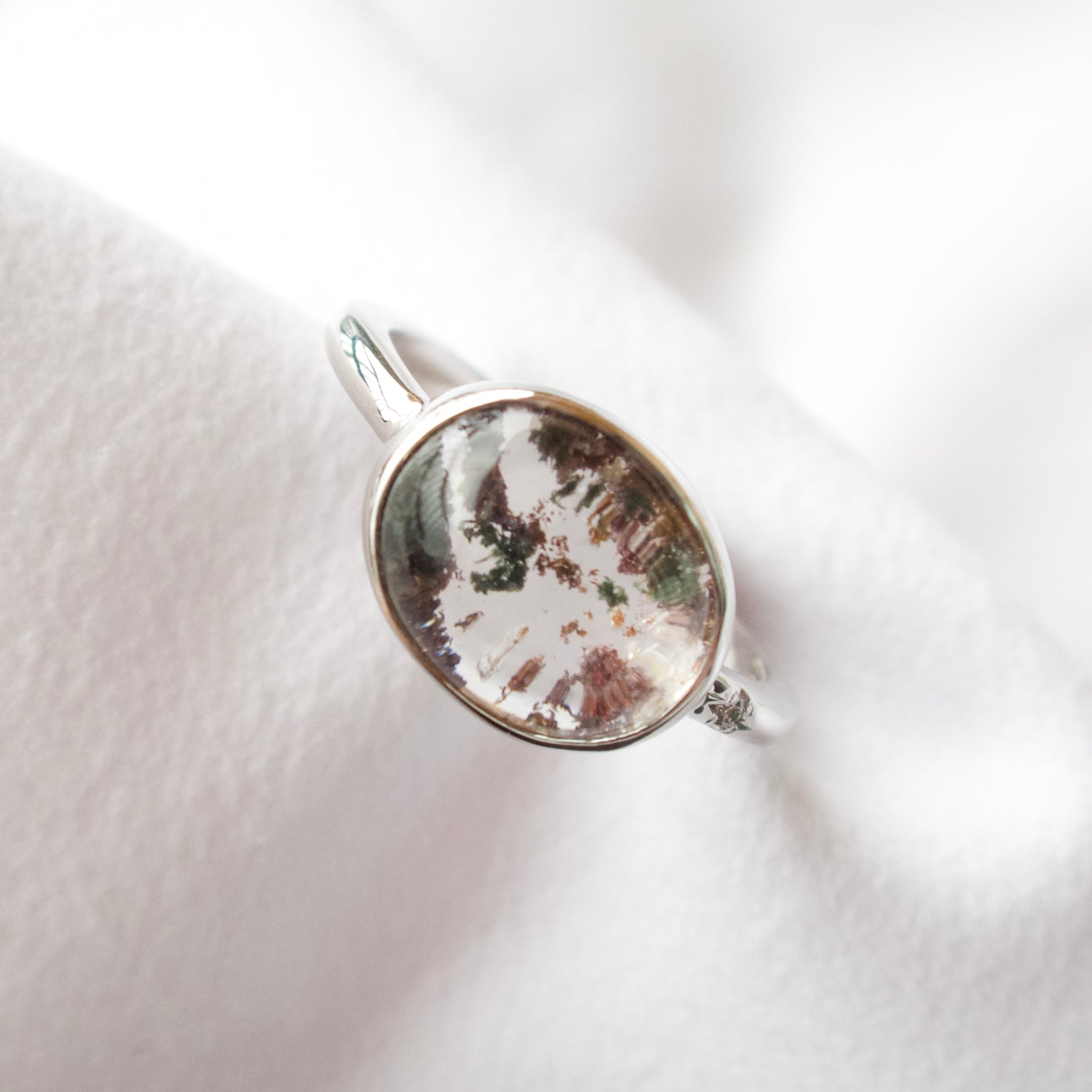 《ガーデンクォーツ｜Garden Quartz》小さな庭園・天然石ダイヤモンドリング