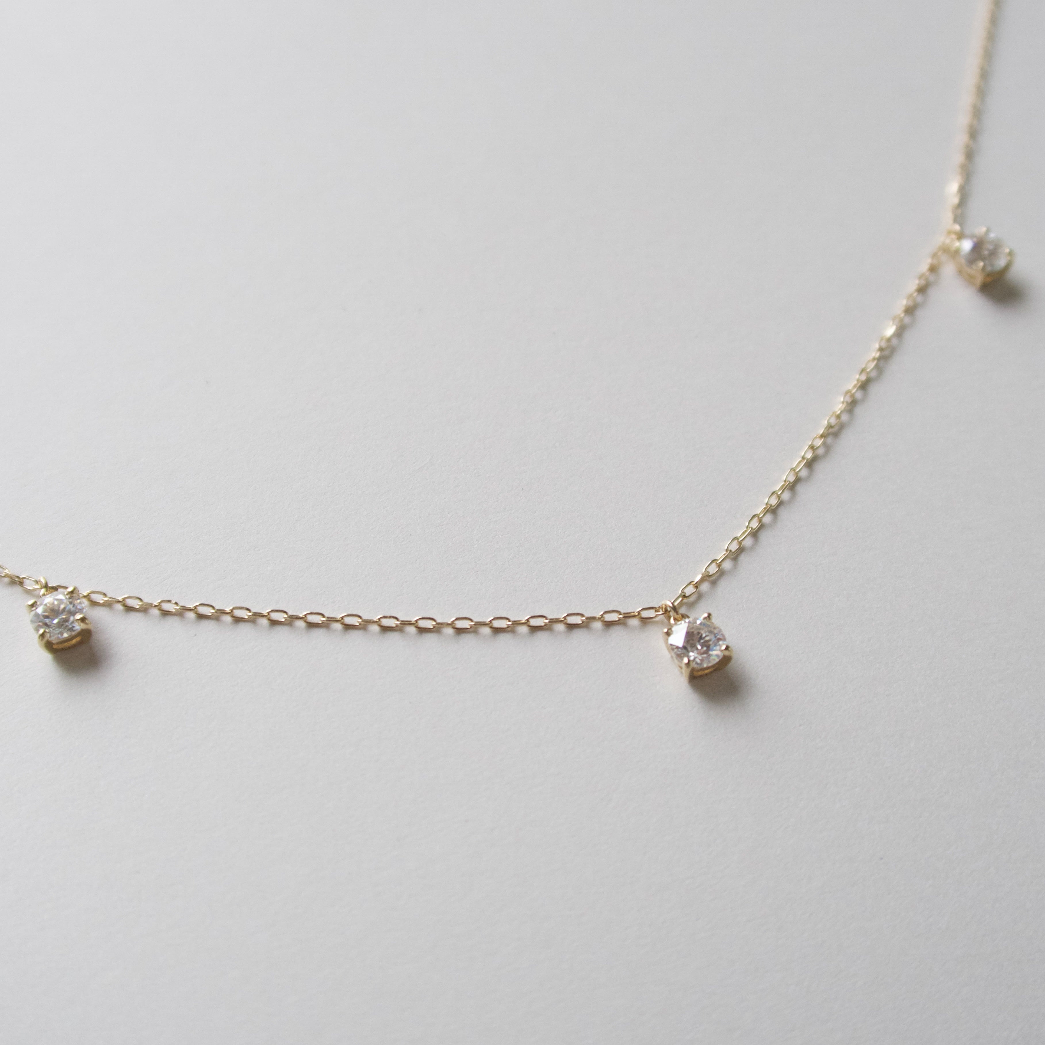 K10YG・Trio Glow《モアサナイトダイヤ｜Moissanite Diamond》ネックレス