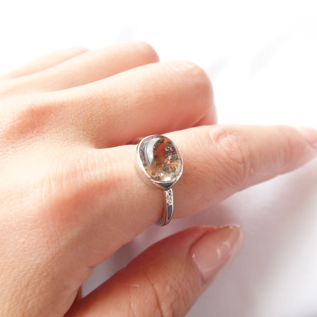《ガーデンクォーツ｜Garden Quartz》小さな庭園・天然石ダイヤモンドリング