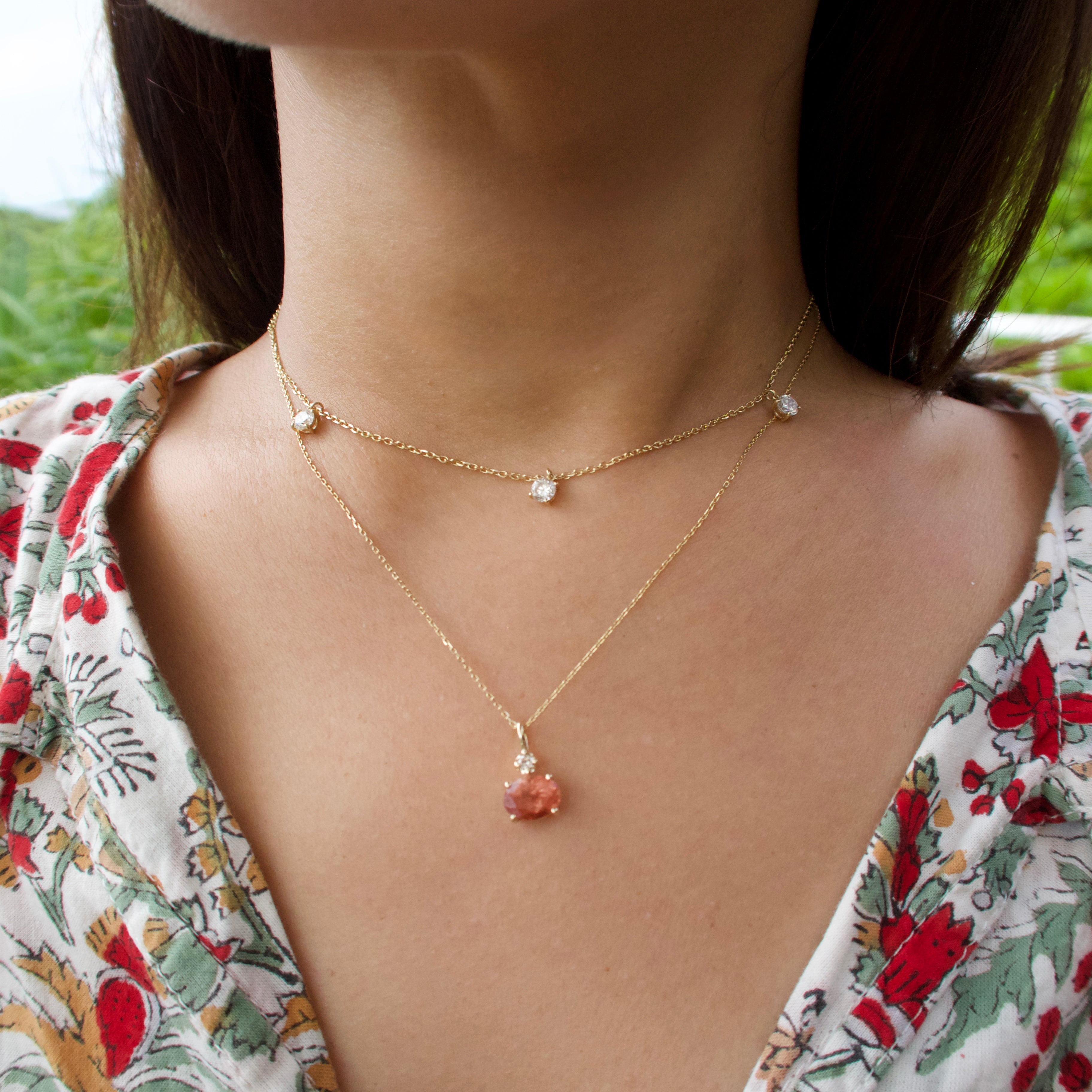 K10YG・Trio Glow《モアサナイトダイヤ｜Moissanite Diamond》ネックレス