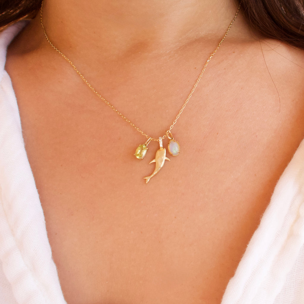 《イルカ／クジラ｜Dolphin ＆Whale》  Silver925  ダイヤモンドネックレストップ