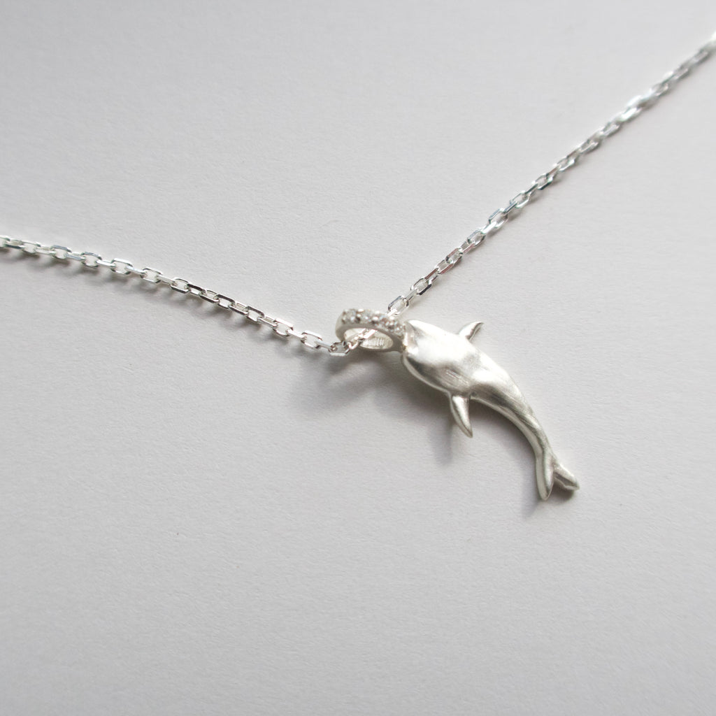 《イルカ／クジラ｜Dolphin ＆Whale》  Silver925  ダイヤモンドネックレストップ