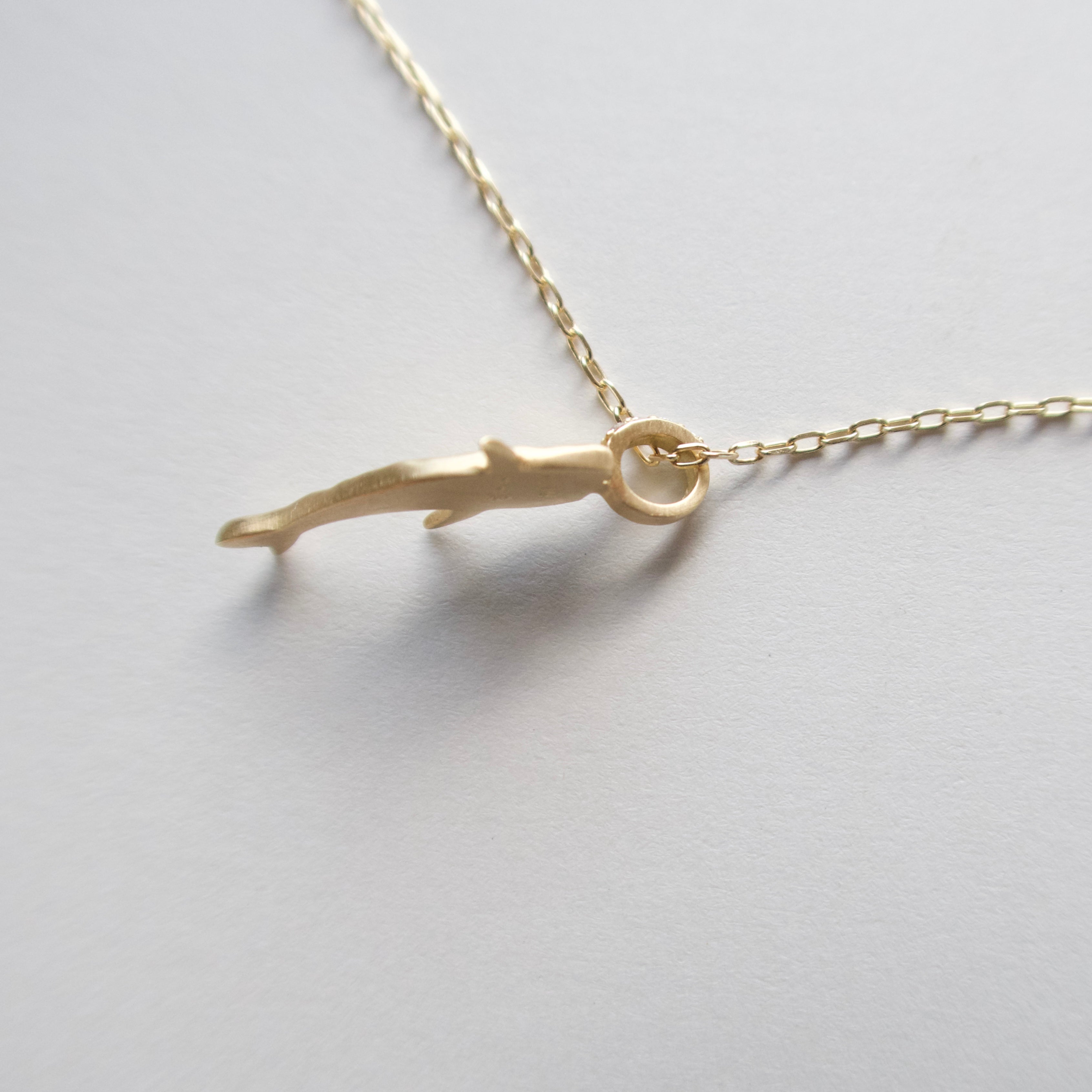 《イルカ／クジラ｜Dolphin & Whale》14KYG ダイヤモンドネックレストップ