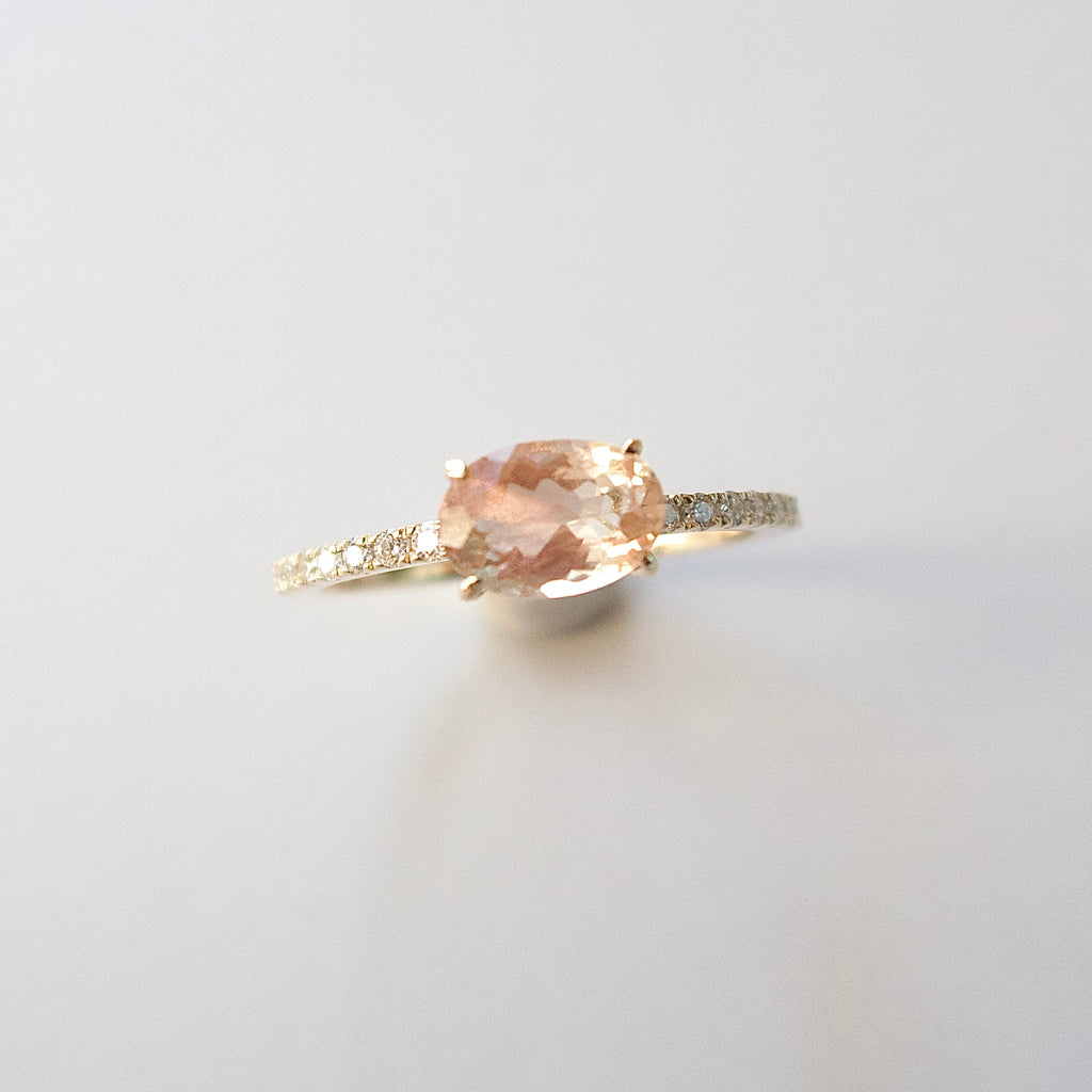 《オレゴンサンストーン｜Oregon Sunstone》天然石ハーフエタニティリング