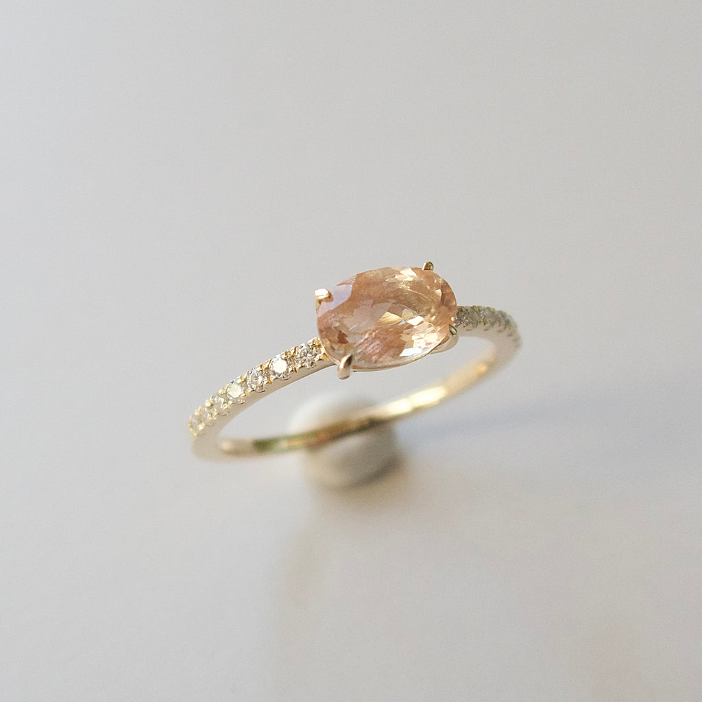 《オレゴンサンストーン｜Oregon Sunstone》天然石ハーフエタニティリング