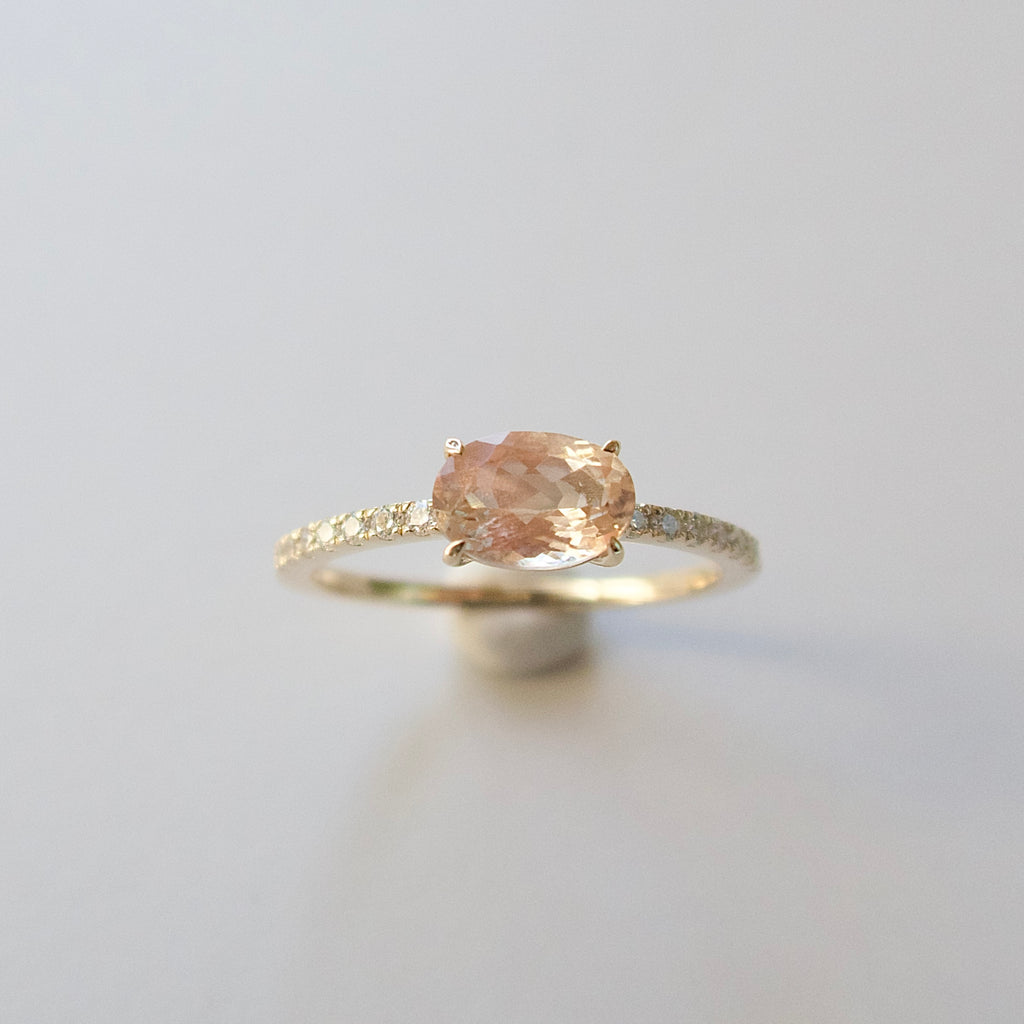 《オレゴンサンストーン｜Oregon Sunstone》天然石ハーフエタニティリング