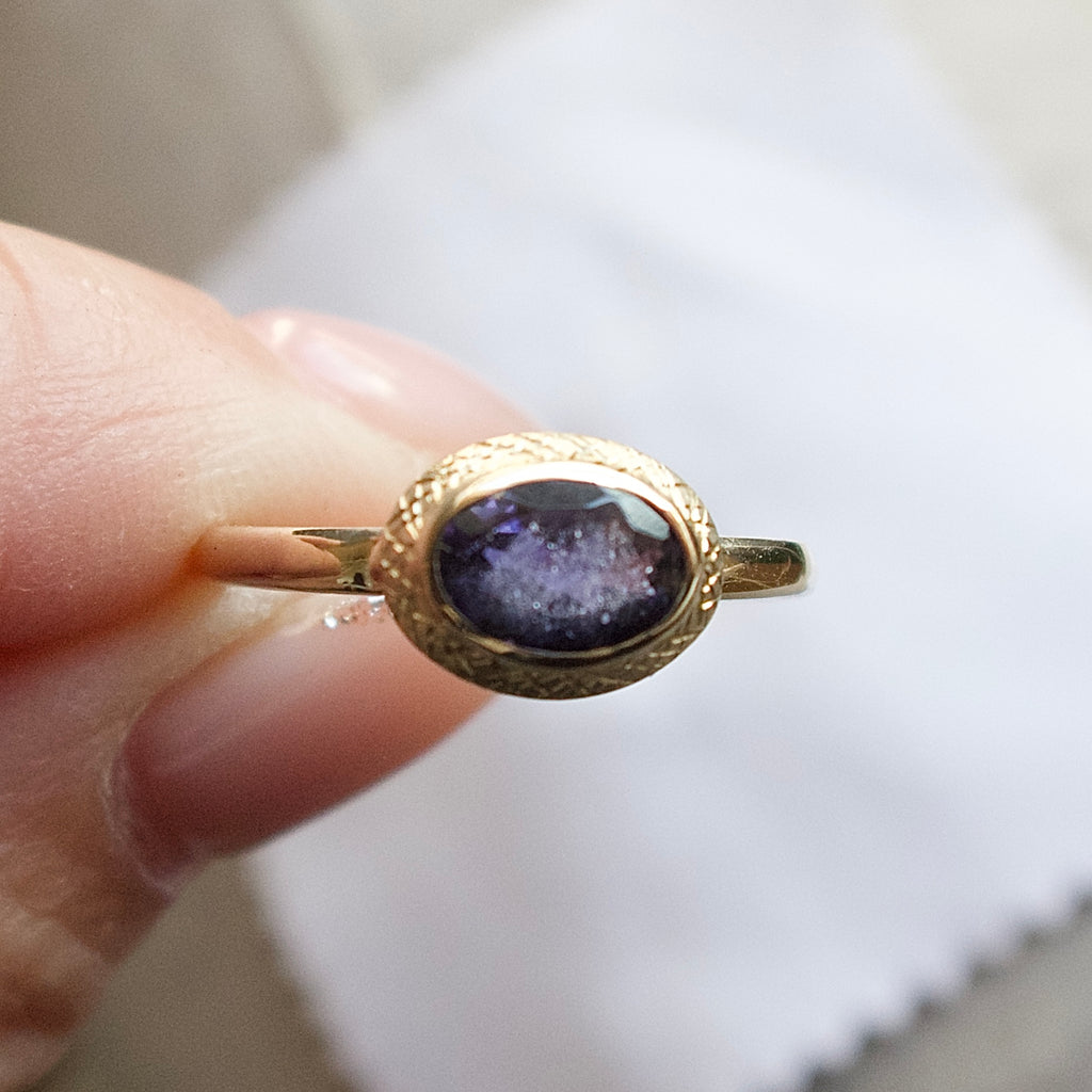 《アイオライトサンストーン｜Iolite Sunstone》【夜空の石】天然石リング