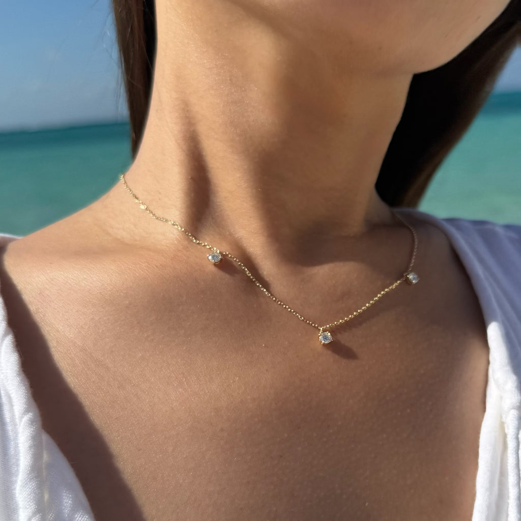 K10YG・Trio Glow《モアサナイトダイヤ｜Moissanite Diamond》ネックレス