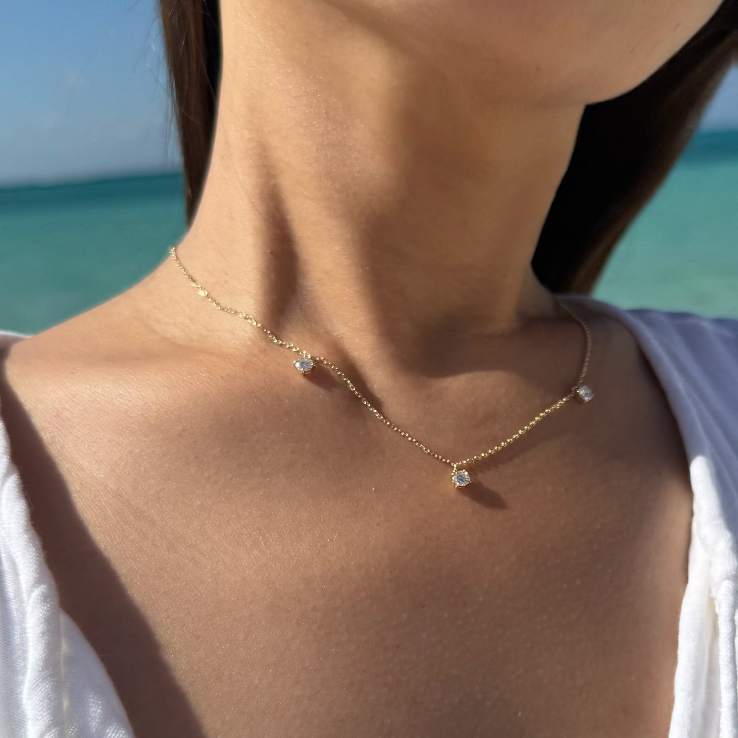 K10YG・Trio Glow《モアサナイトダイヤ｜Moissanite Diamond》ネックレス